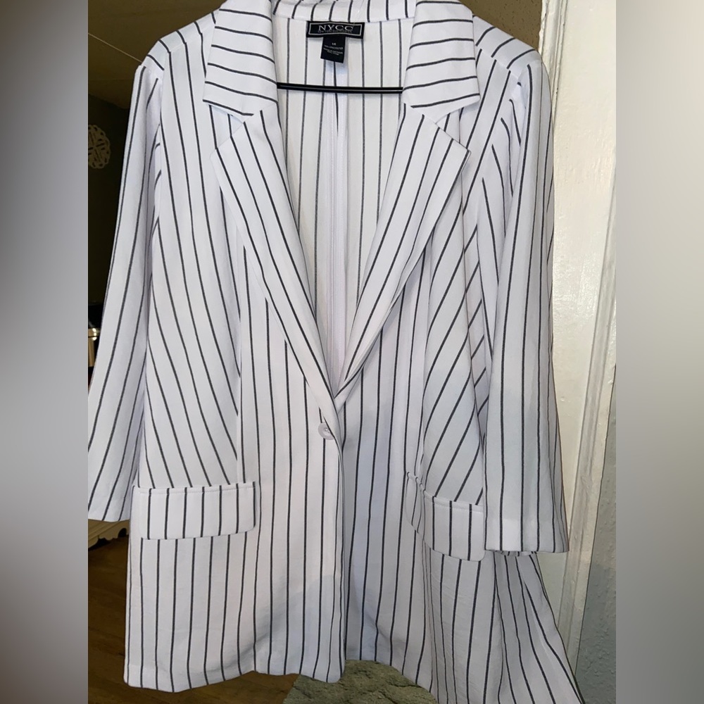 White pin striped blazer